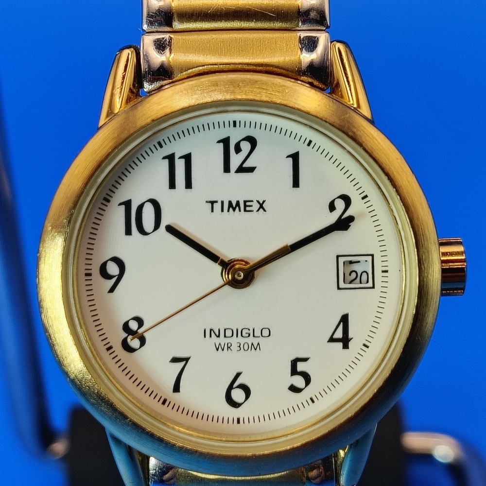 Vintage 2014 Timex Easy Reader Date Two Tone 25mm Women's Quartz Watch Restored